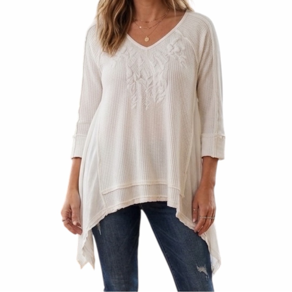 Karyn Seo Embroidered Thermal Tunic Top, White
